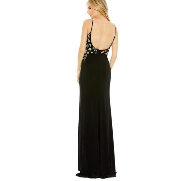 Mac Duggal Beaded Black Sleeveless Slit Formal Gown Long Dress Size 12 NWT - Picture 2 of 9